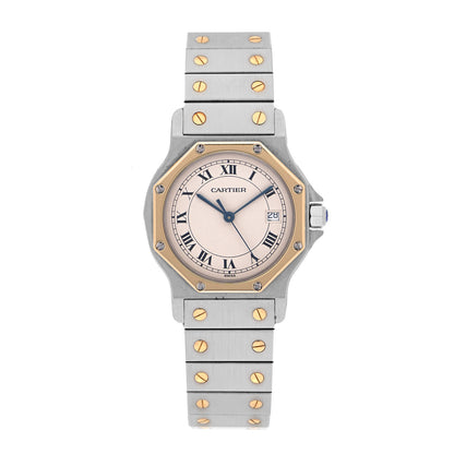 Cartier Stainless Steel 18K Yellow Gold 29mm Santos Octagon Quartz Watch 1 of 4