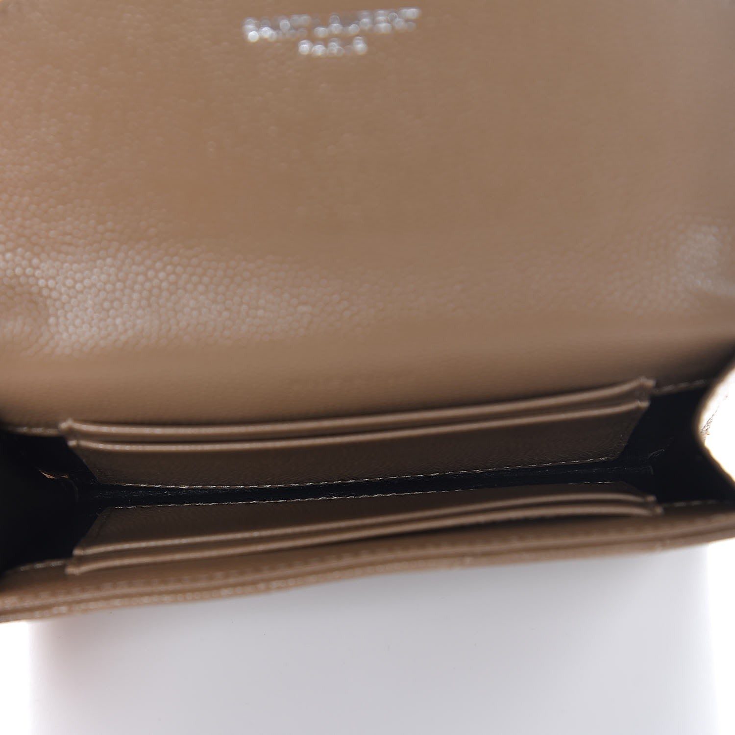 Saint Laurent Grain De Poudre Matelasse Chevron Small Monogram Envelope Wallet Dark Beige 5 of 8