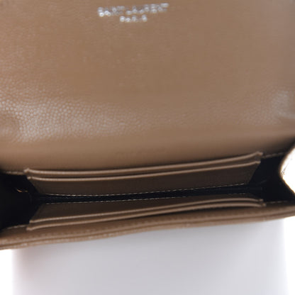 Saint Laurent Grain De Poudre Matelasse Chevron Small Monogram Envelope Wallet Dark Beige 5 of 8