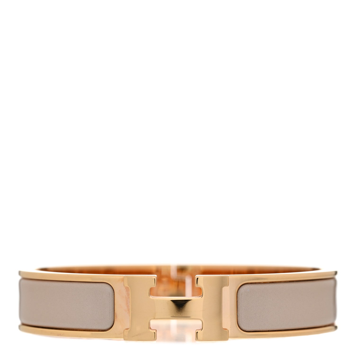 Hermes Enamel Narrow Clic Clac H Bracelet PM Beige Rose 1 of 5
