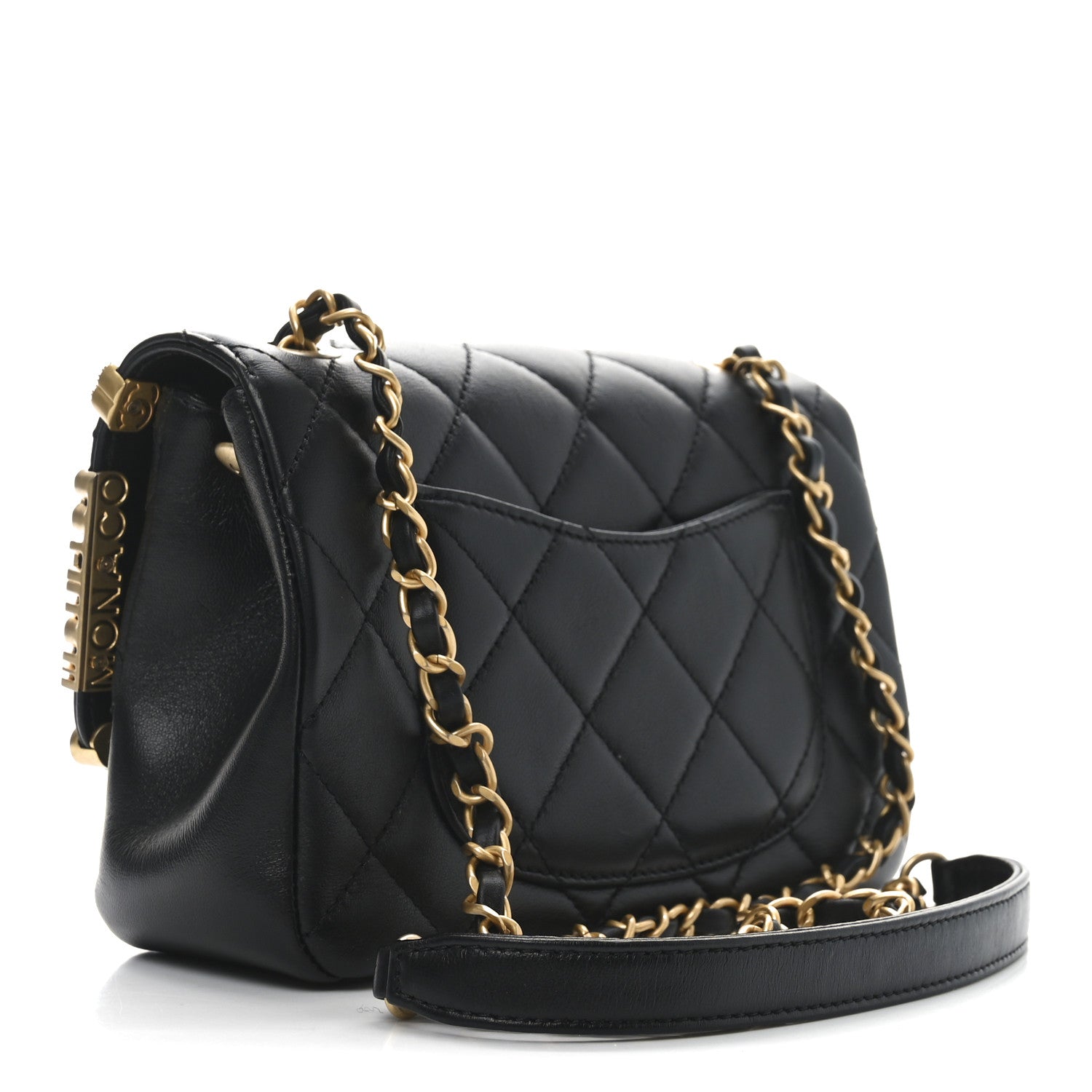 Chanel Lambskin Enamel Strass Quilted Mini Paris Monaco Flap Black 3 of 11