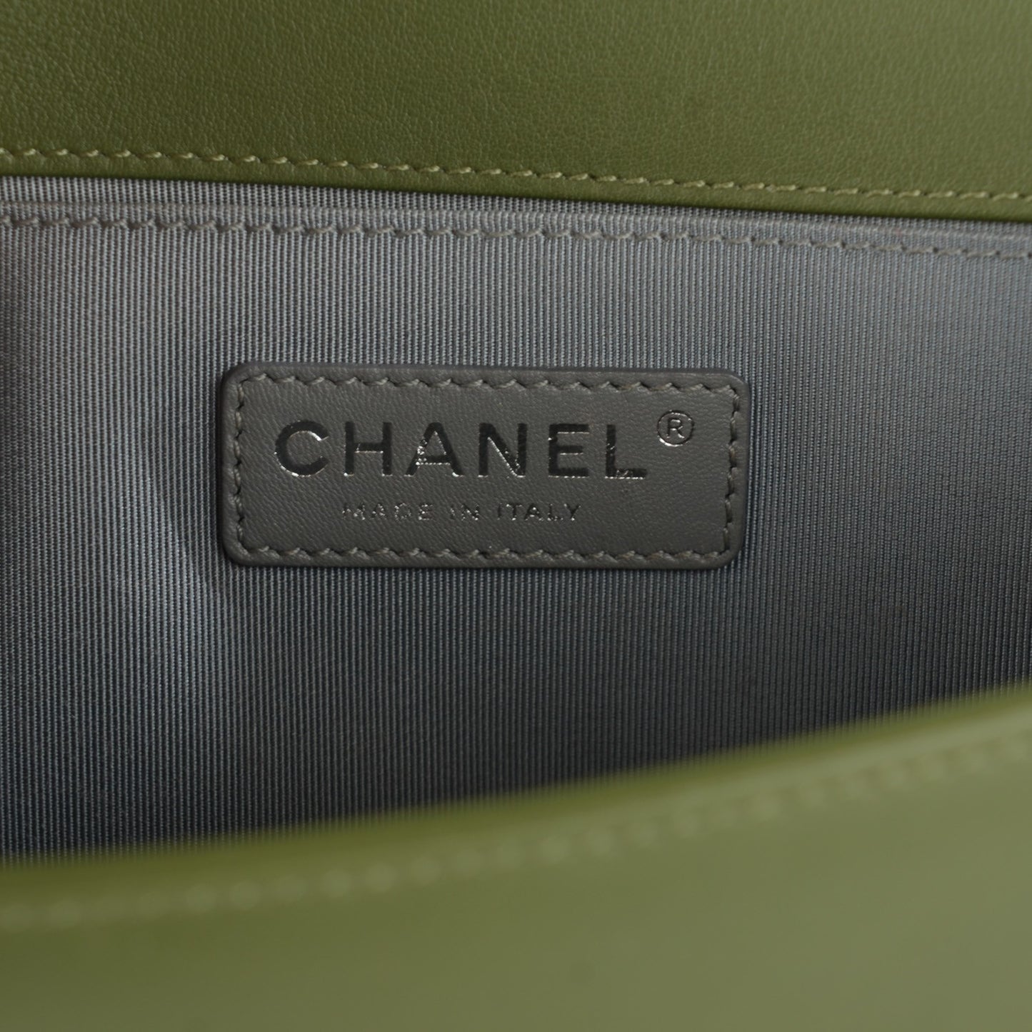 Calfskin Chevron Medium Boy Flap Green