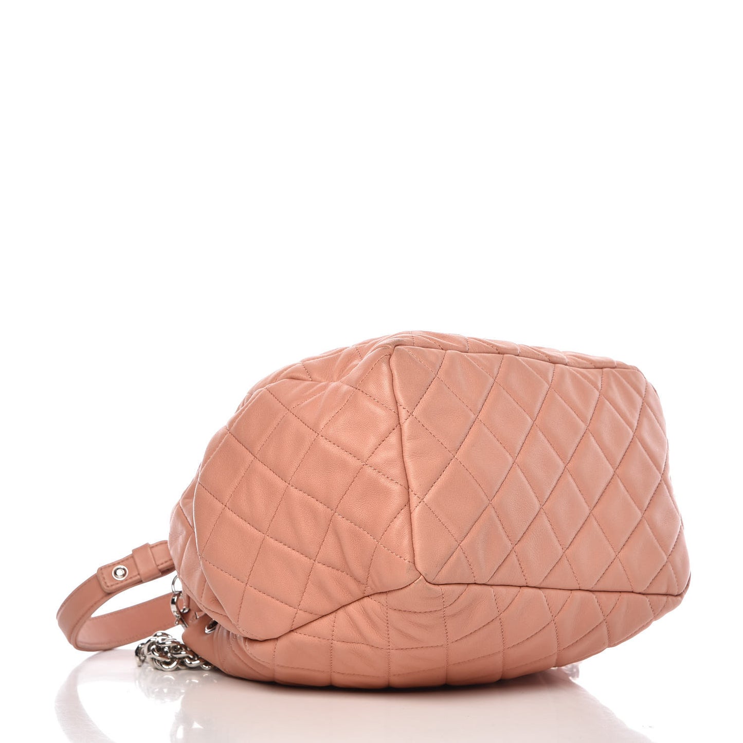 Lambskin Quilted CC Chain Drawstring Tote Dark Beige