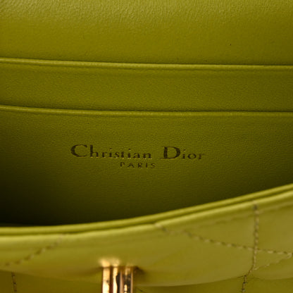 Christian Dior Lambskin Cannage Mini Caro Pouch on Chain Lime 6 of 11
