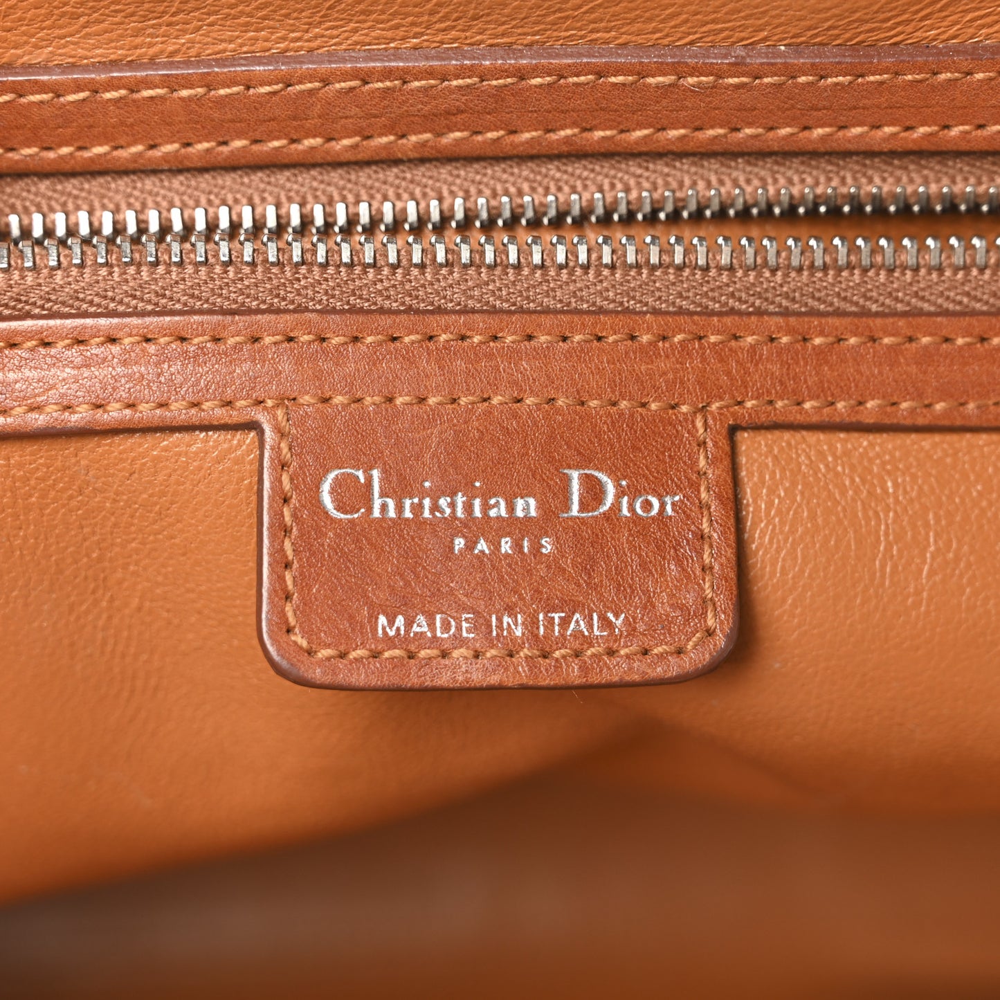 Calfskin My Dior Frame Double Pocket Satchel Brown
