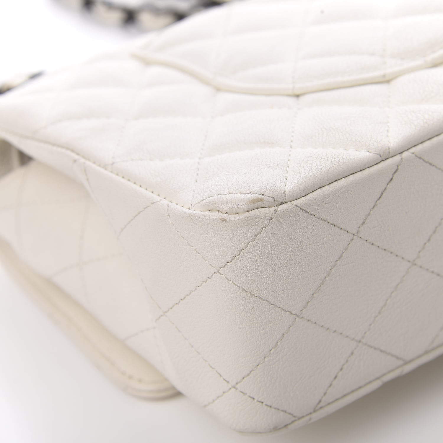 Chanel Crumpled Calfskin Quilted Medium Double Flap White 12 of 14