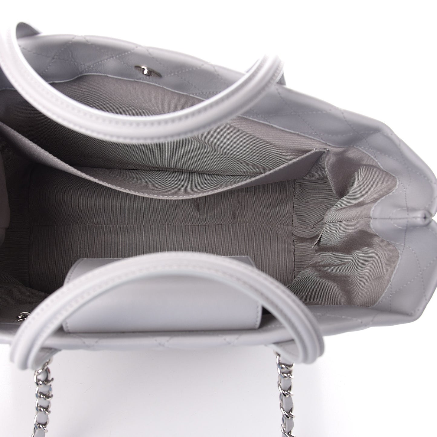 Calfskin Quilted Small Easy Shopping Tote Grey