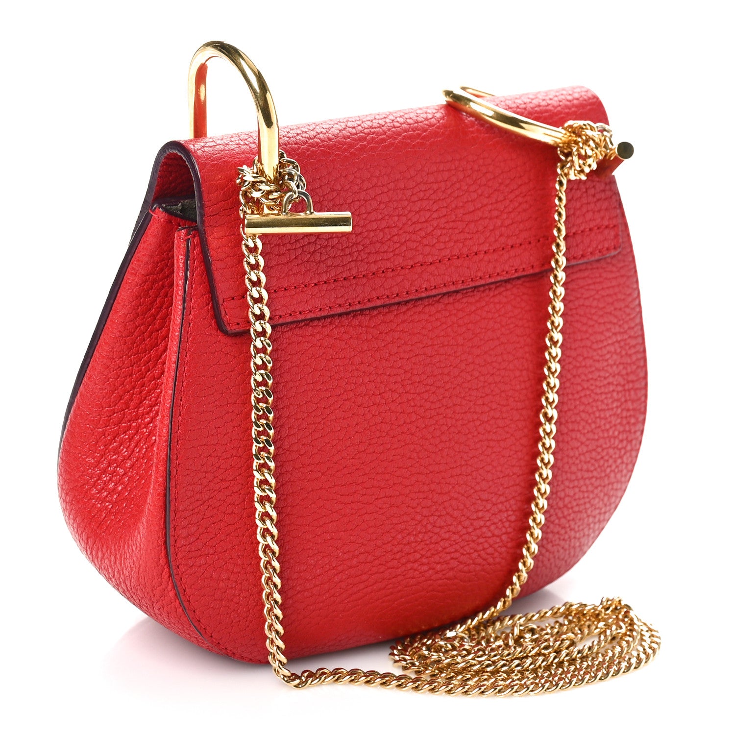Chloe Grained Lambskin Mini Drew Shoulder Bag Plaid Red 2 of 10