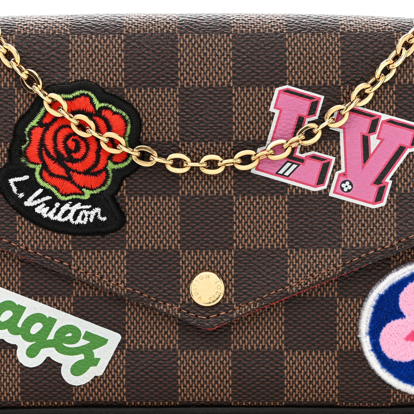 Damier Ebene LV Stories Pochette Felicie Chain Wallet