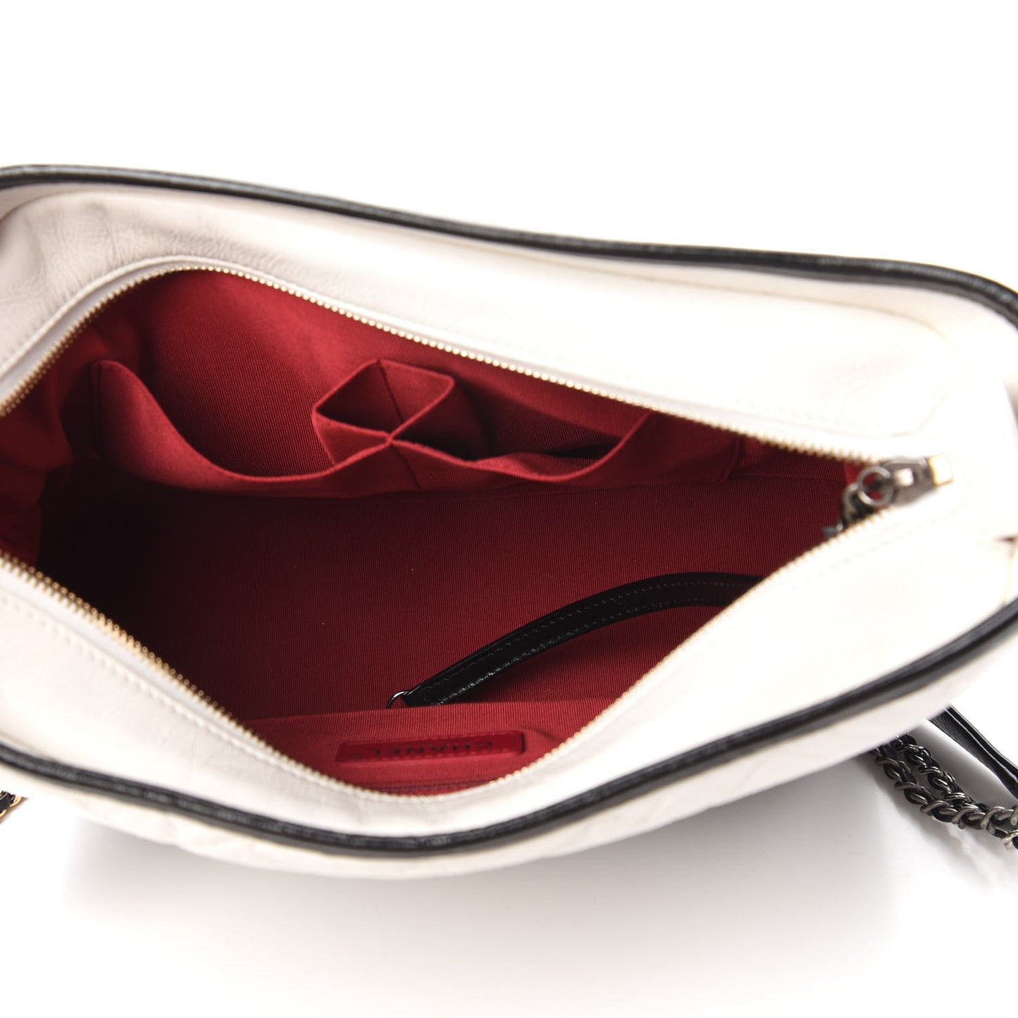 Aged Calfskin Quilted Medium Gabrielle Hobo Black White