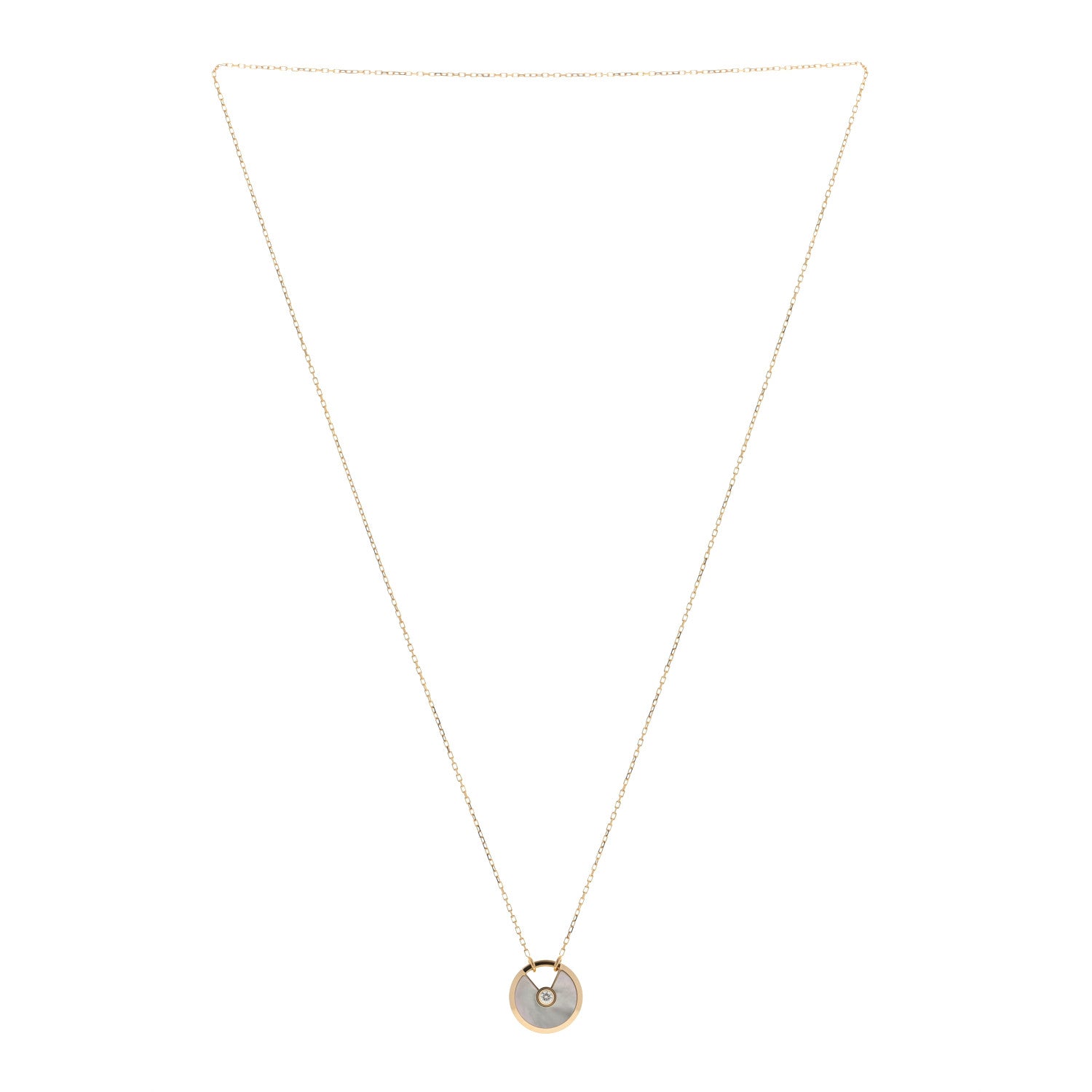 Cartier 18K Yellow Gold Diamond Mother of Pearl SM Amulette de Cartier Pendant Necklace 2 of 4