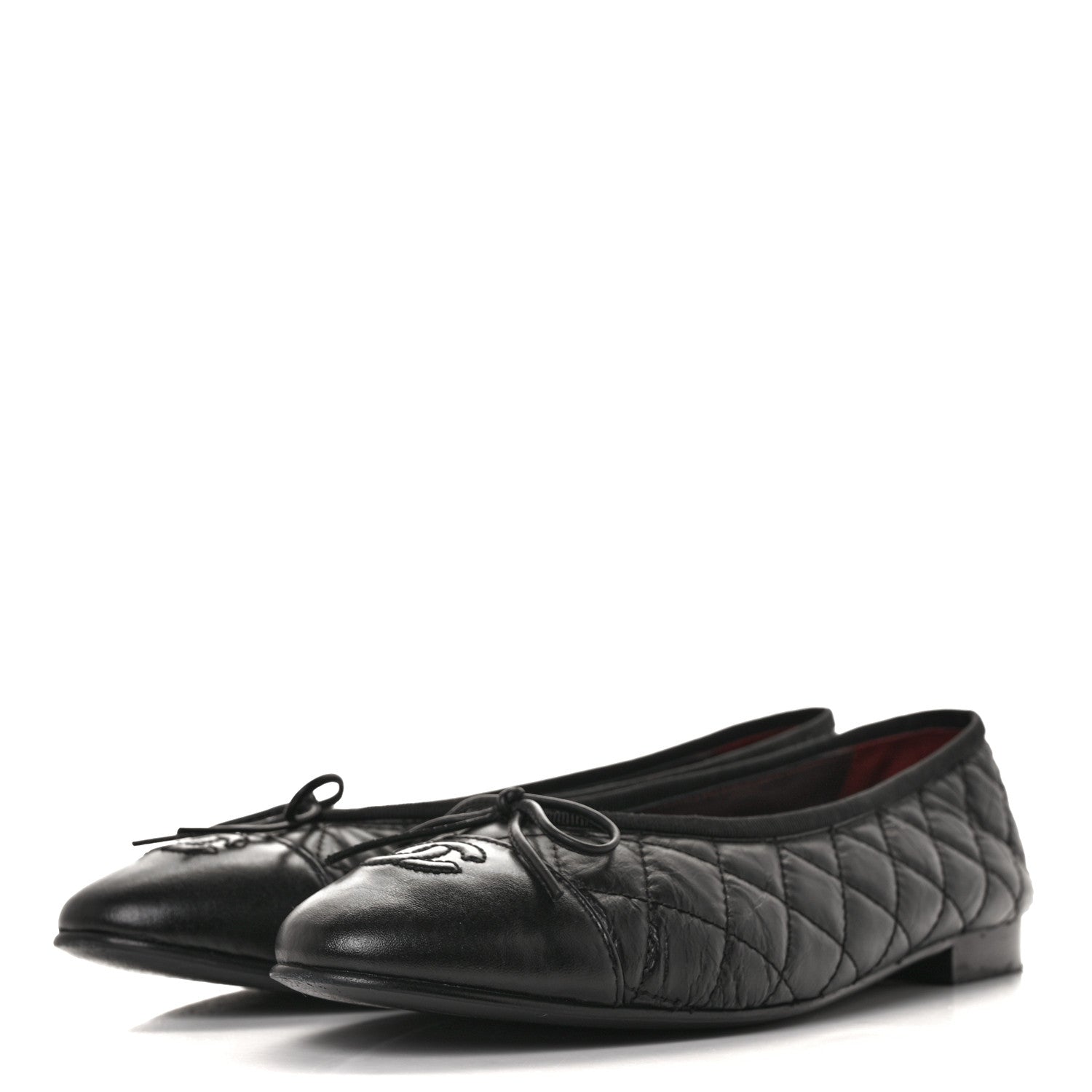 Chanel Aged Calfskin Quilted Cap Toe Ballerina Flats 40.5 Black 3 of 9