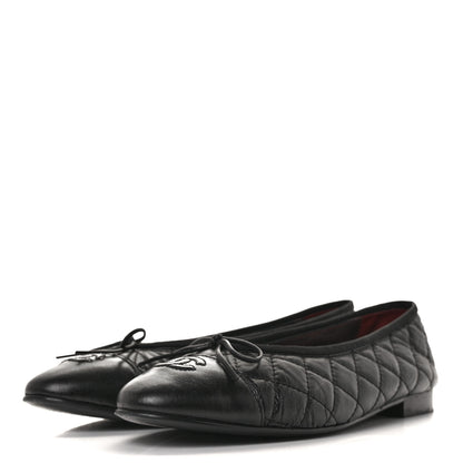 Chanel Aged Calfskin Quilted Cap Toe Ballerina Flats 40.5 Black 3 of 9