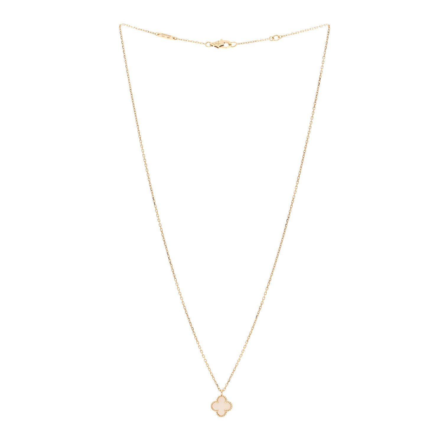 Van Cleef & Arpels 18K Yellow Gold Mother of Pearl Sweet Alhambra Pendant Necklace 3 of 4