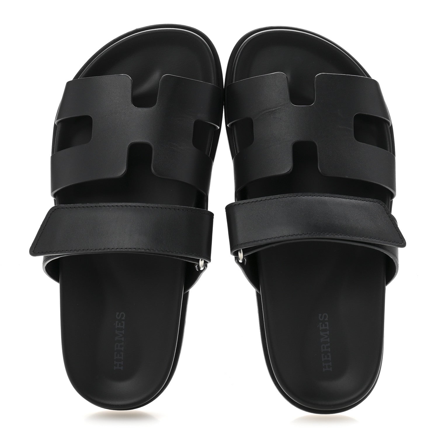 Hermes Calfskin Womens Chypre Sandals 35.5 Black 2 of 10