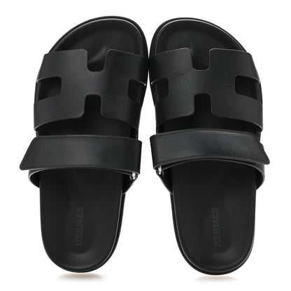Hermes Calfskin Womens Chypre Sandals 35.5 Black 2 of 10