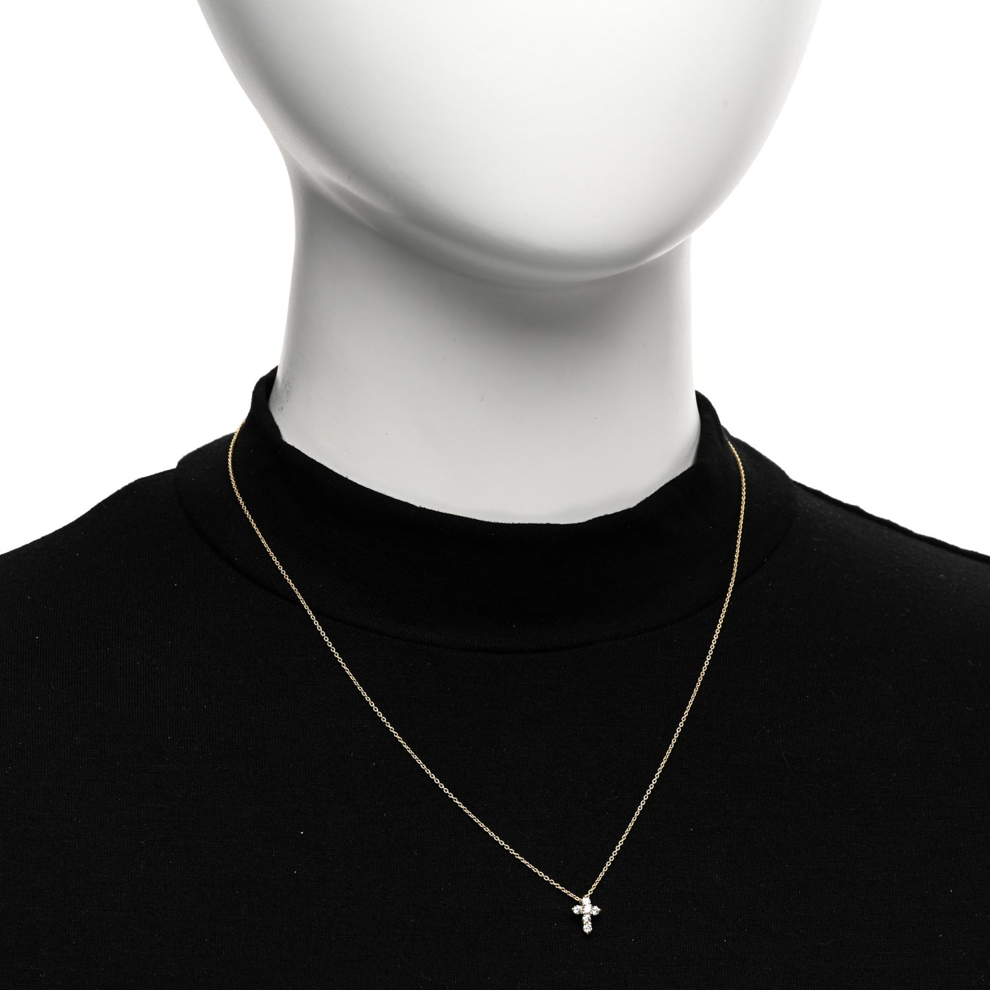 ROBERTO COIN 18K Yellow Gold Diamond Tiny Treasures Mini Cross Pendant Necklace