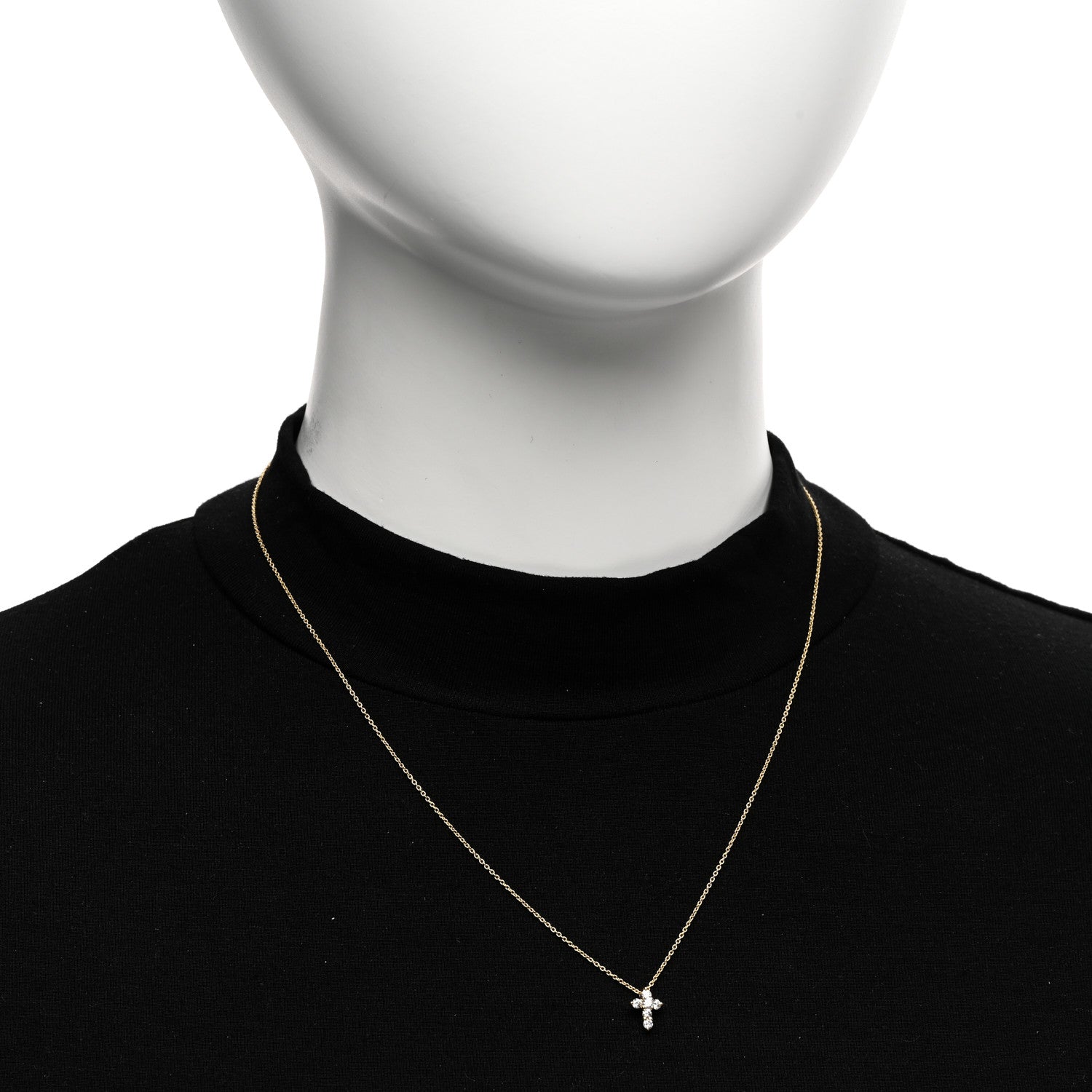 Roberto Coin ROBERTO COIN 18K Yellow Gold Diamond Tiny Treasures Mini Cross Pendant Necklace 2 of 5