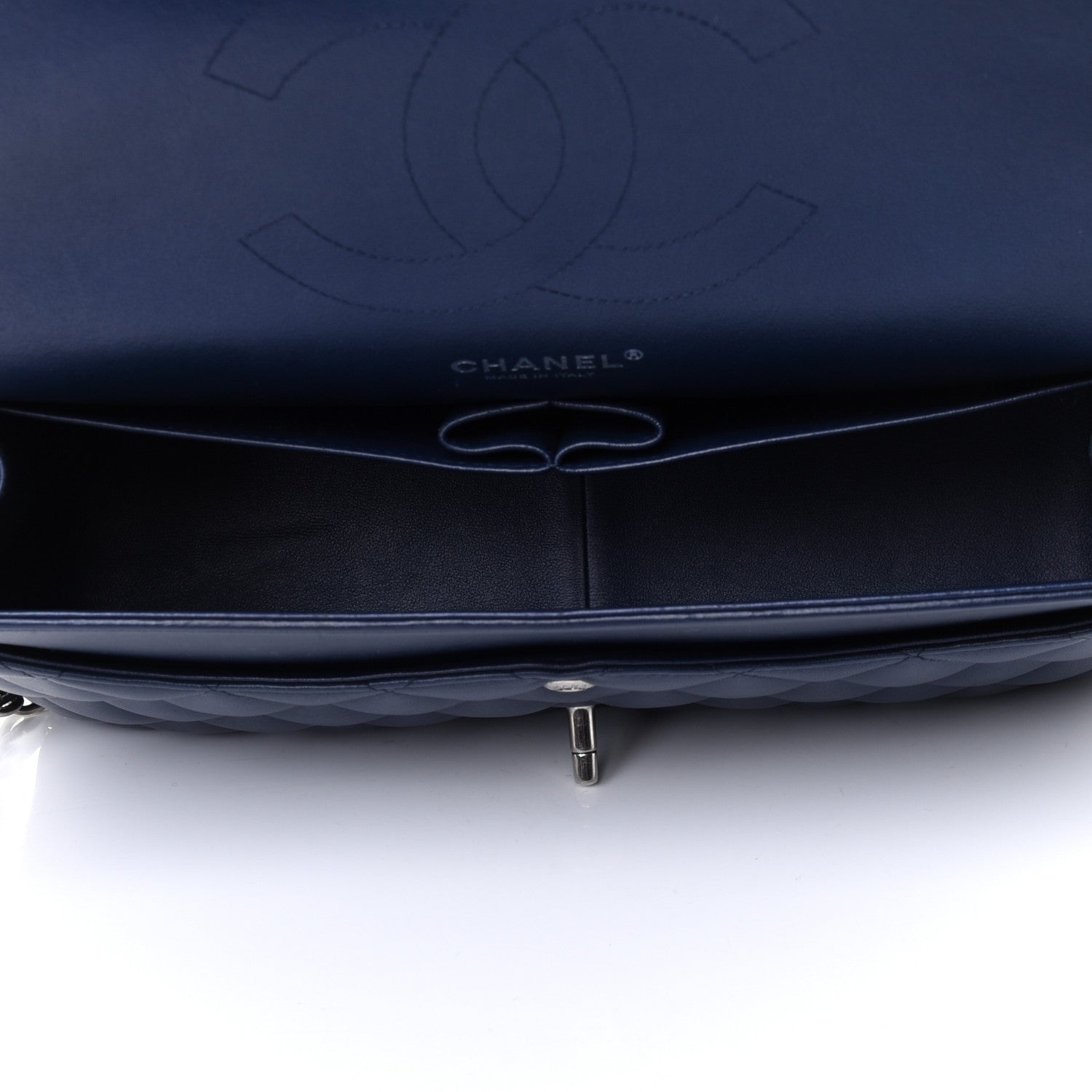 Chanel Lambskin Quilted Jumbo Double Flap Dark Blue 4 of 4
