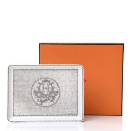 Hermes Porcelain Mosaique Au 24 Sushi Plate Platine 6 of 6