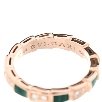 Bulgari 18K Rose Gold Diamond Malachite 4mm Serpenti Viper Band Ring 54 6.75 4 of 6