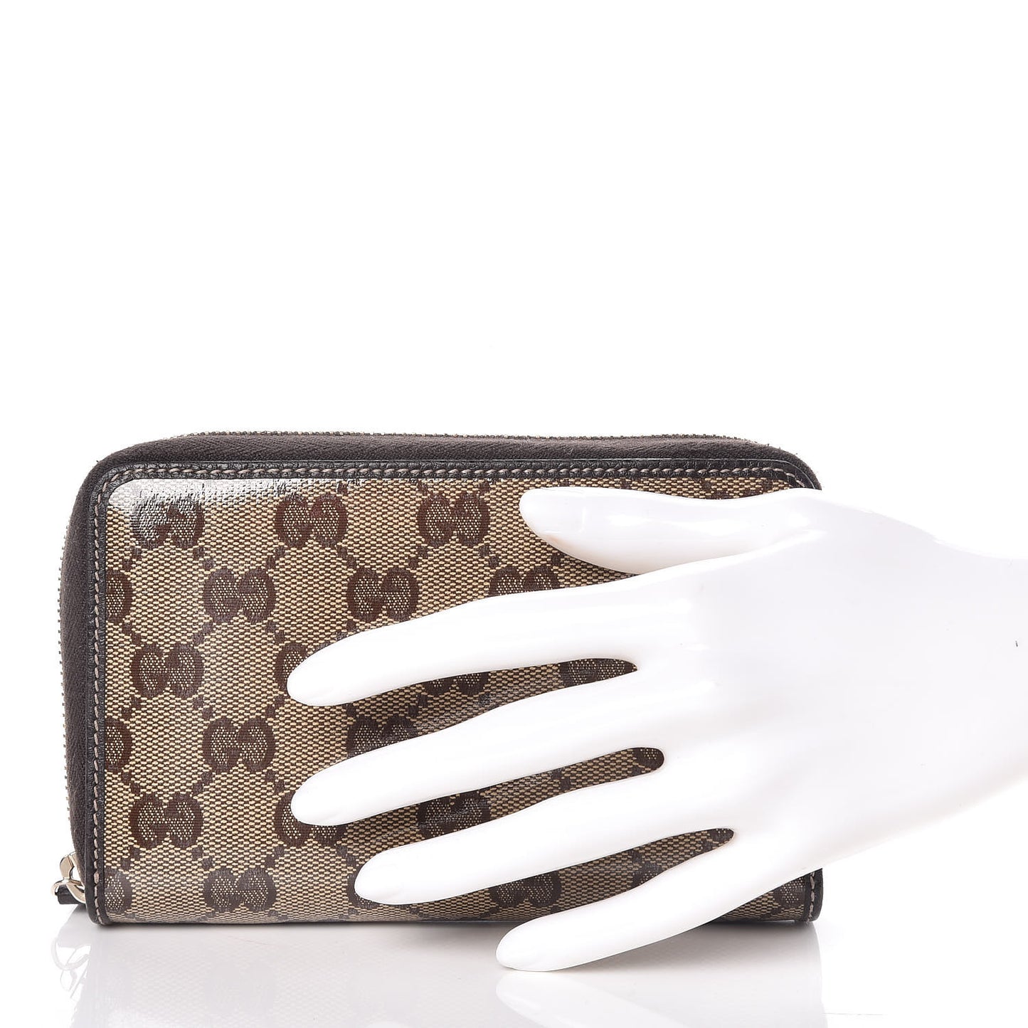 Crystal Monogram Zip Around Wallet Brown