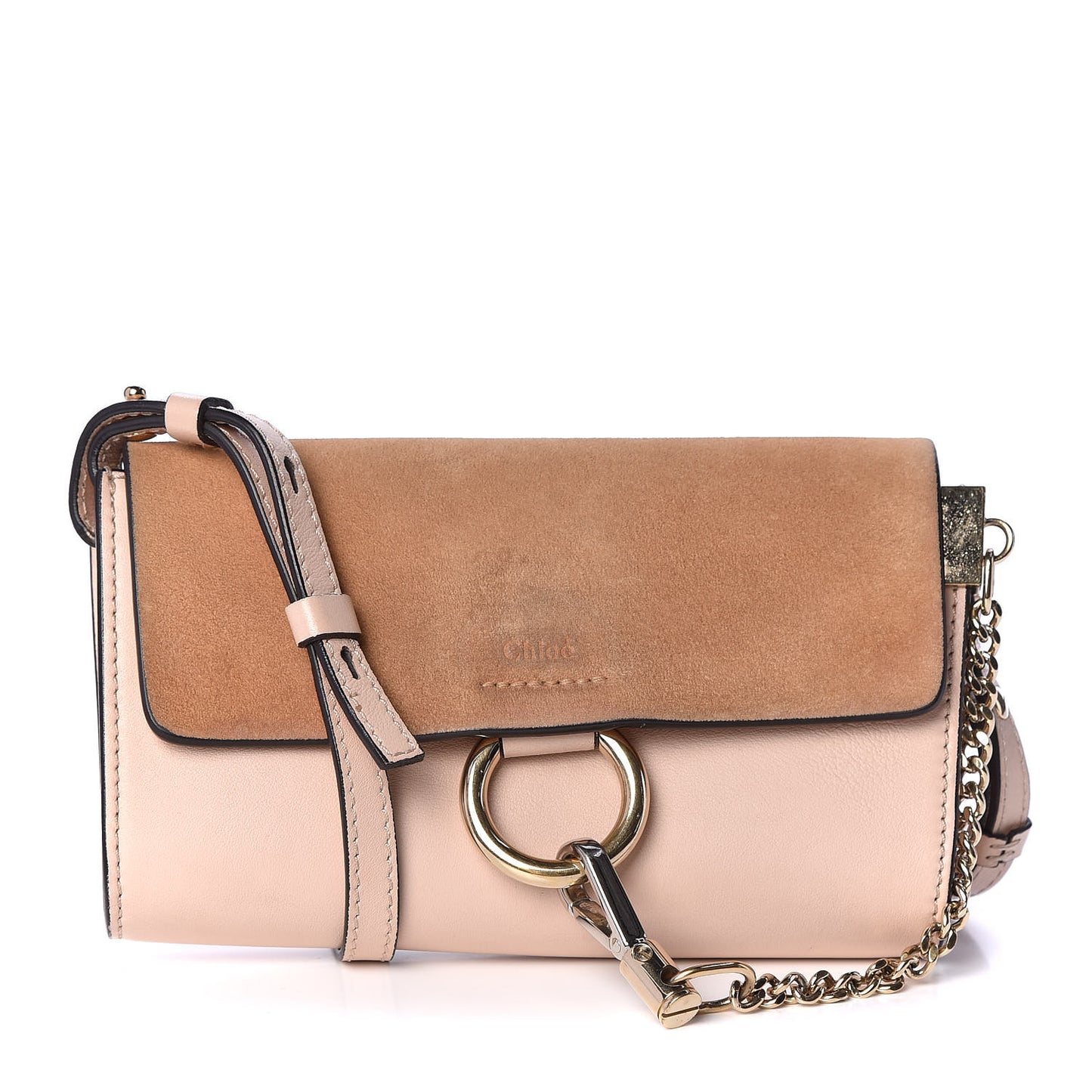 Suede Calfskin Mini Faye Shoulder Bag Cement Pink