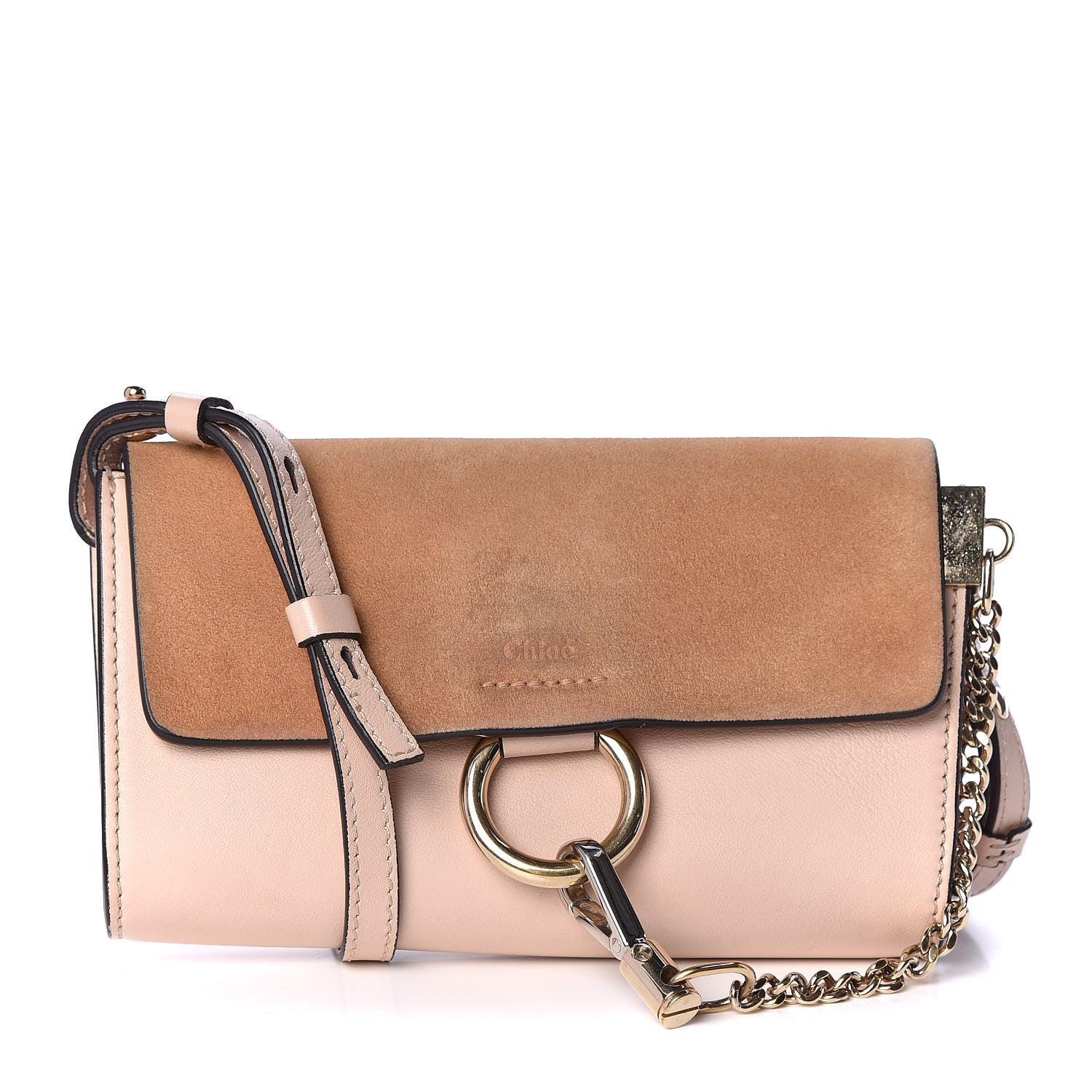 Chloe Suede Calfskin Mini Faye Shoulder Bag Cement Pink 1 of 11