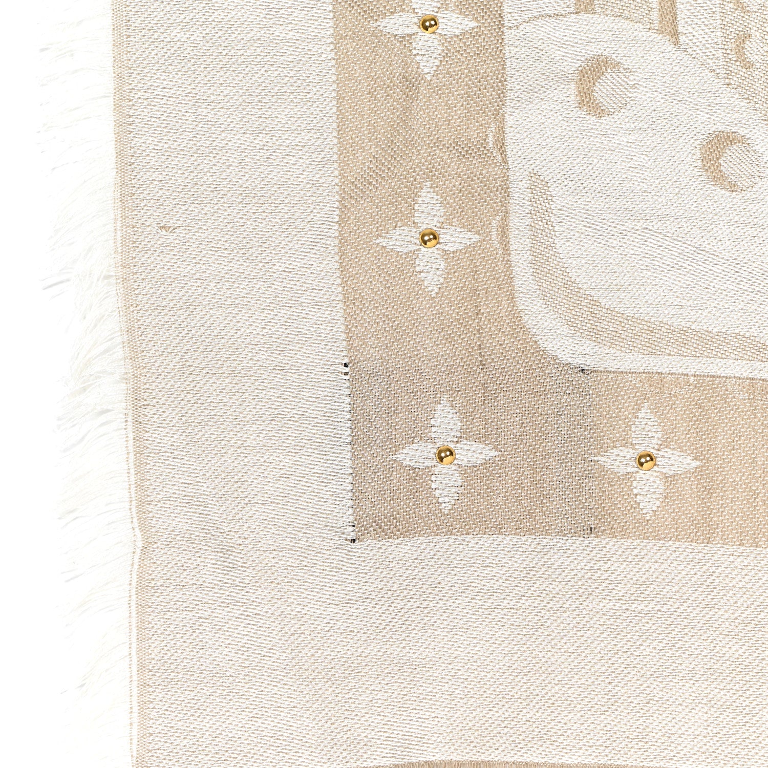 Louis Vuitton Silk Wool Monogram Studdy Denim Shawl Beige 4 of 4