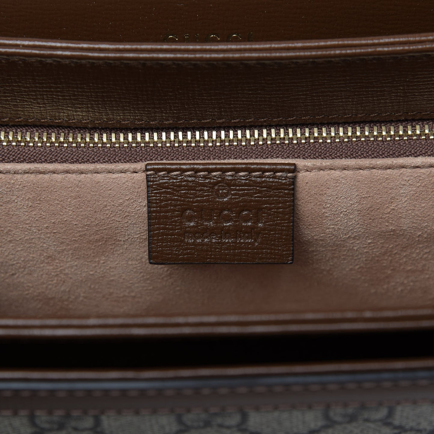GG Supreme Monogram Horsebit 1955 Shoulder Bag Beige Brown Sugar