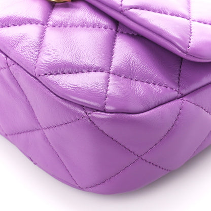 Chanel Lambskin Quilted Mini Lacquered Chain Flap Purple 10 of 11
