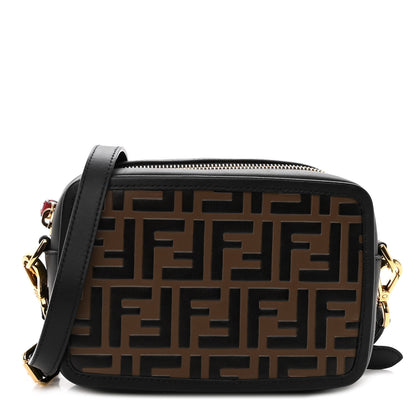 Fendi Vitello Century Bi-Color FF 1974 Embossed Mini Camera Case Maya Black 1 of 11