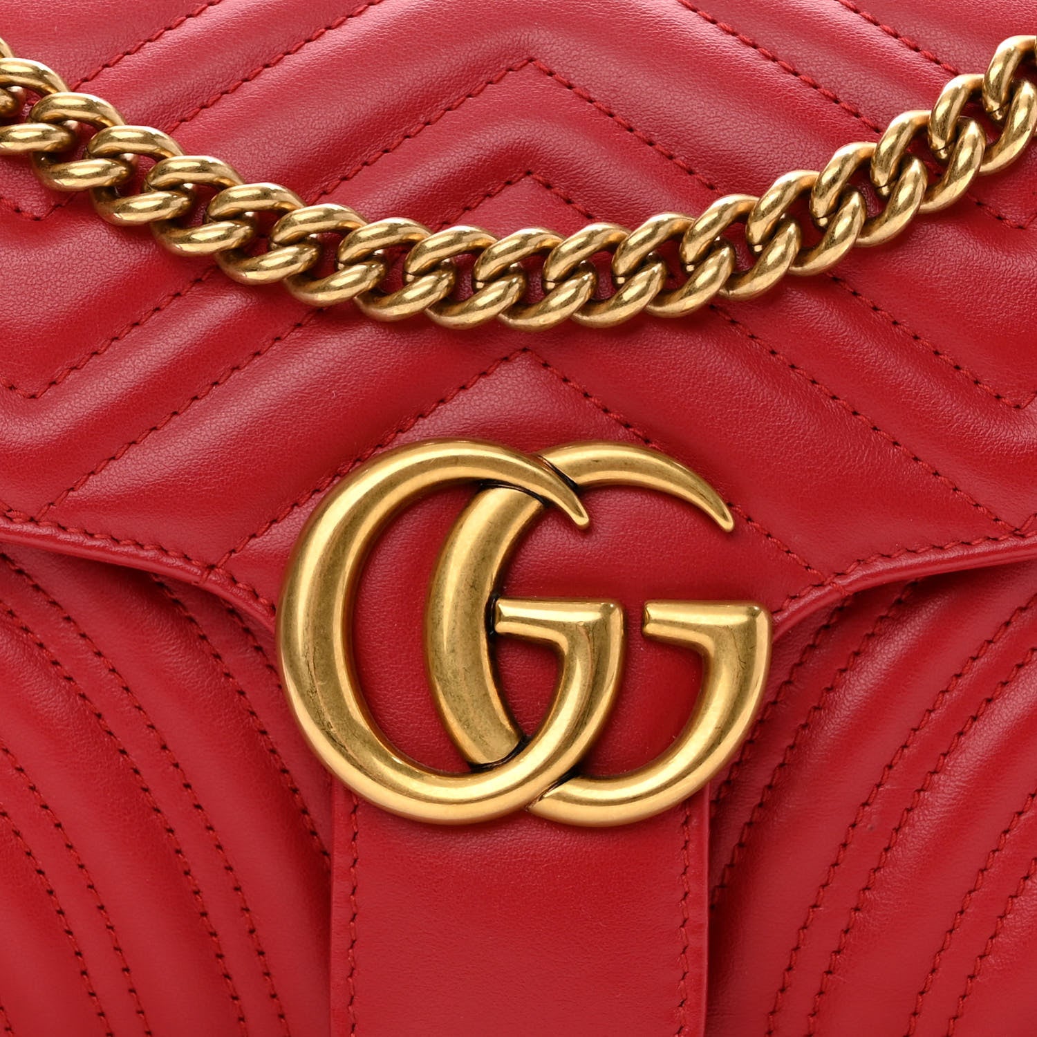 Gucci Calfskin Matelasse Small GG Marmont Shoulder Bag Hibiscus Red 8 of 10