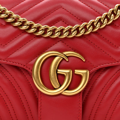Gucci Calfskin Matelasse Small GG Marmont Shoulder Bag Hibiscus Red 8 of 10