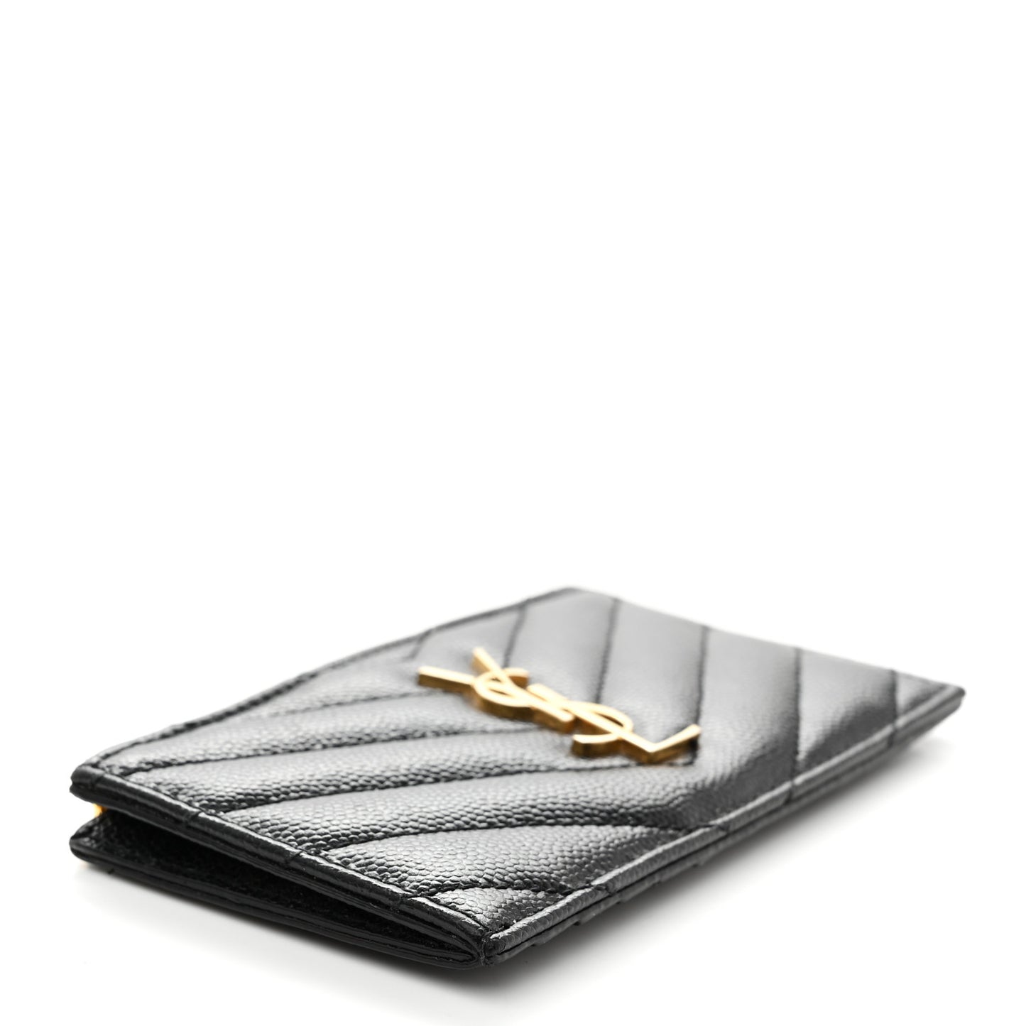 Grain De Poudre Matelasse Chevron Monogram Fragments Zippered Card Case Black