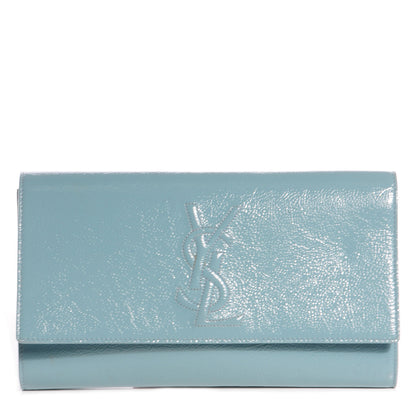 Saint Laurent Patent Large Belle De Jour Clutch Blue 1 of 7