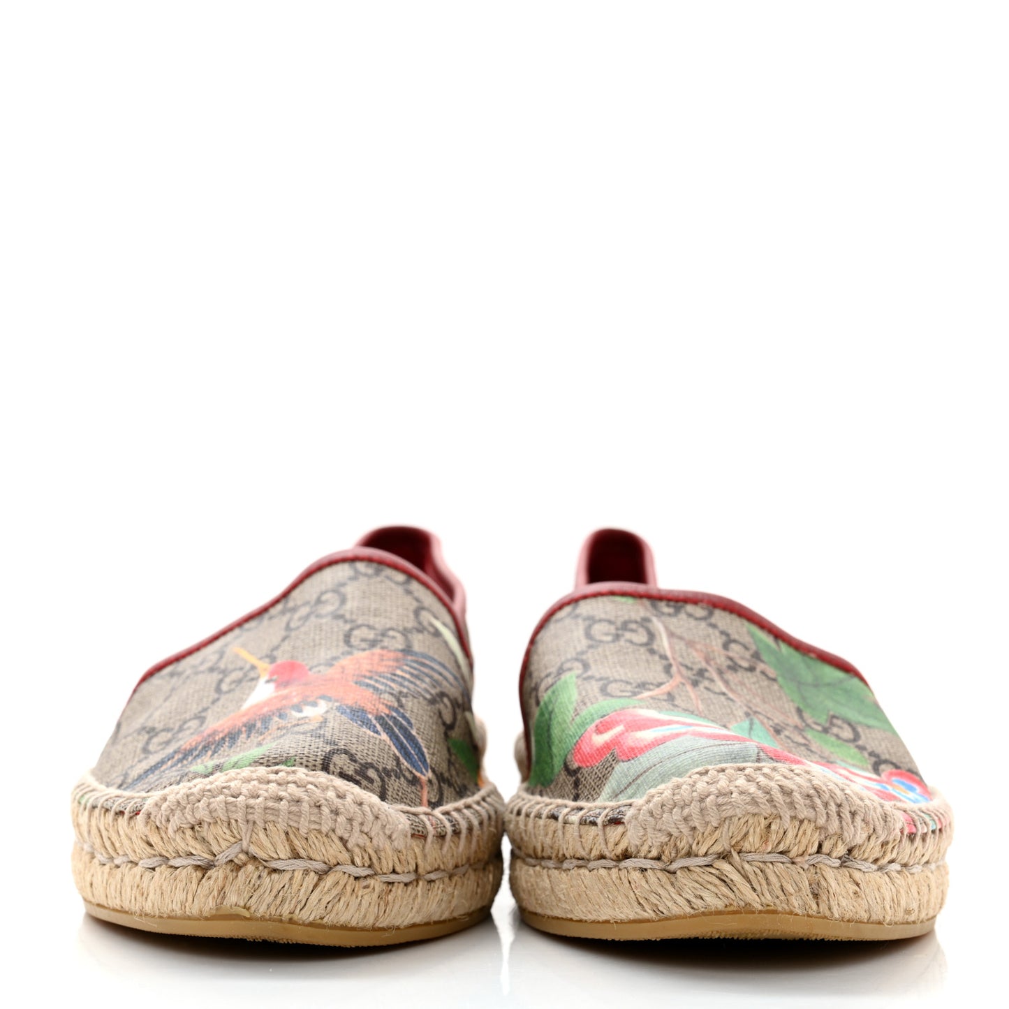 GG Supreme Monogram Tian Womens Espadrilles 38 Beige Multicolor Red