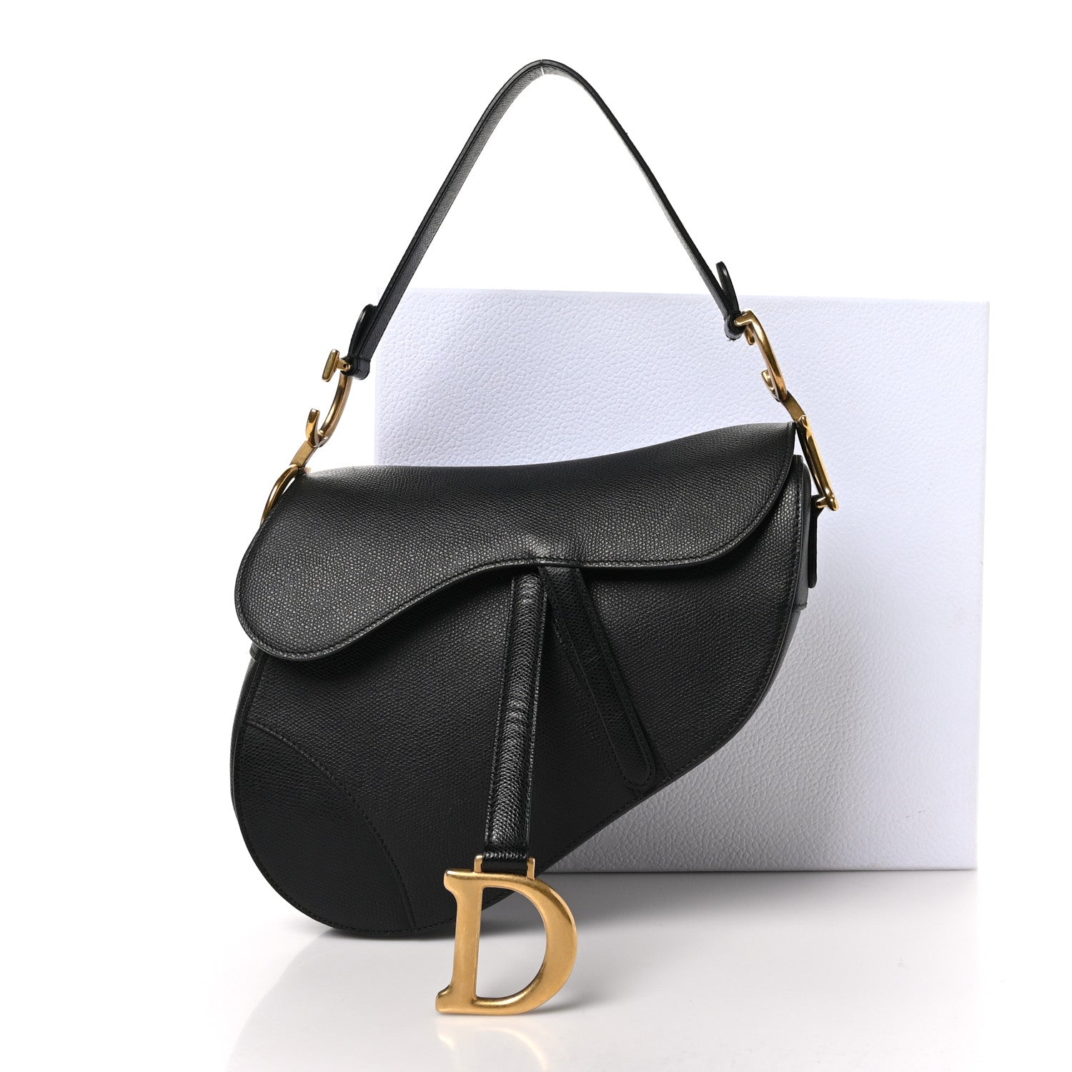 Christian Dior Grained Calfskin Saddle Bag Black 11 of 11
