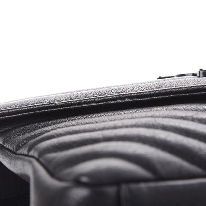 Saint Laurent Sheepskin Matelasse Chevron Monogram Monochrome Medium College Bag Black 14 of 14
