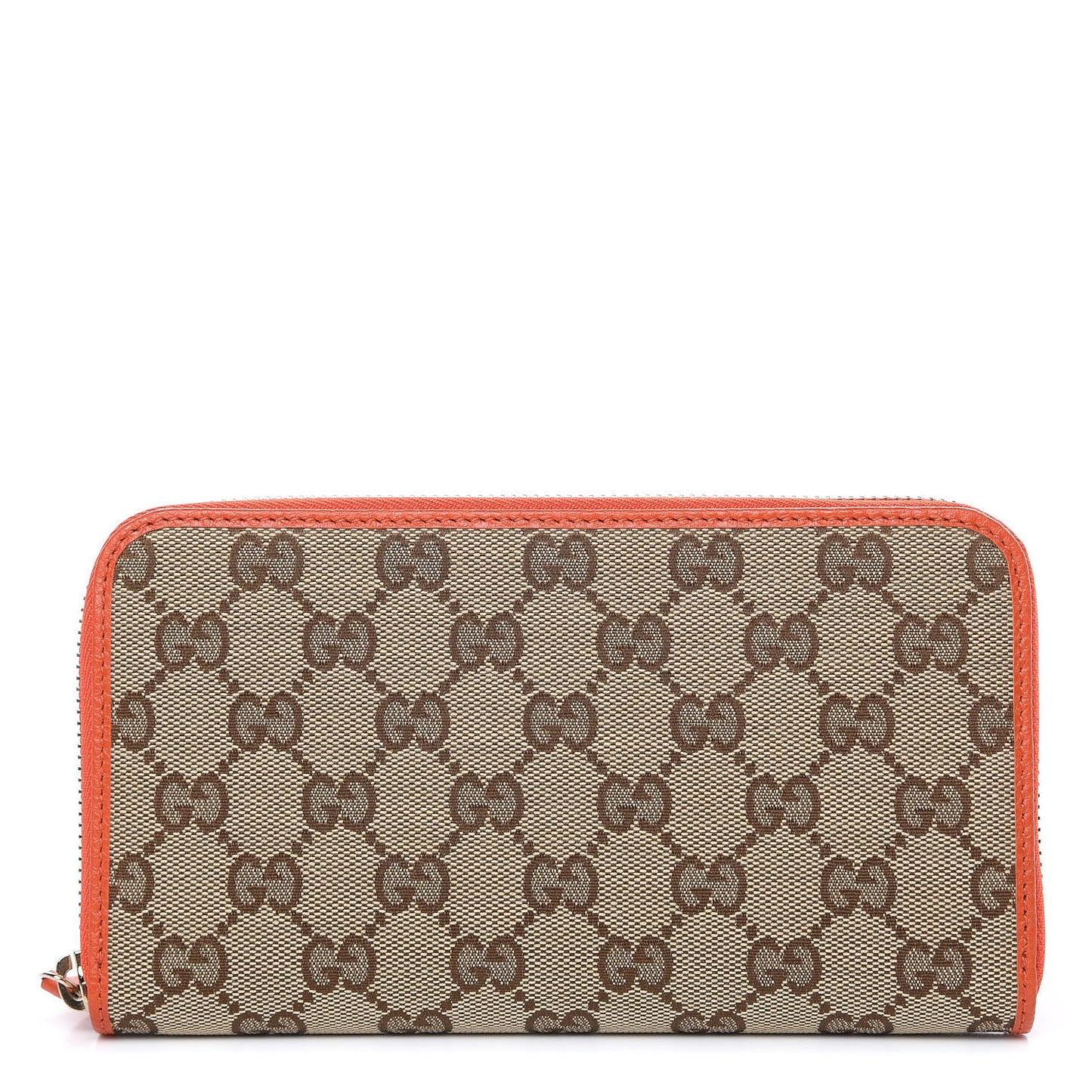 Monogram Dollar Calfskin Zip Around Wallet Beige Ebony Sun Orange