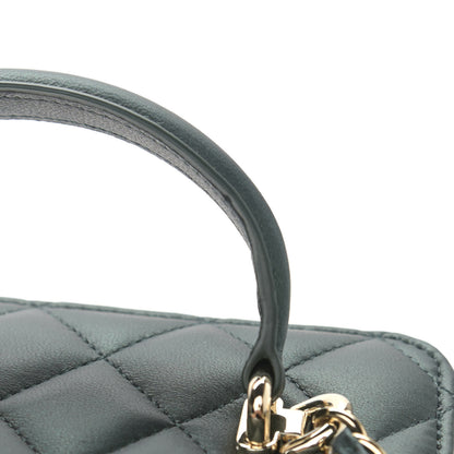 Chanel Iridescent Lambskin Quilted Small Top Handle Vanity Case With Chain Dark Green 12 of 13