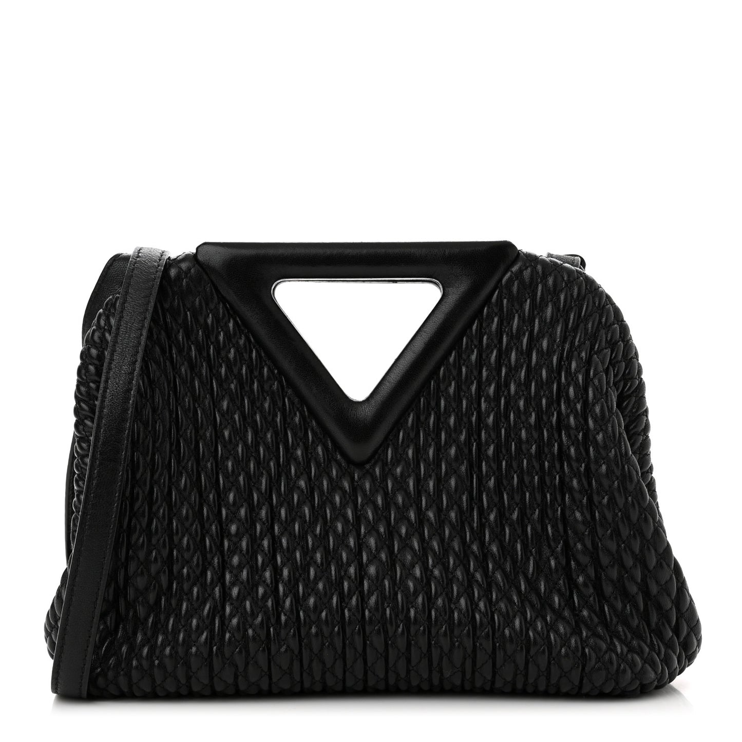 Lambskin Knit Small The Point Triangle Bag Black
