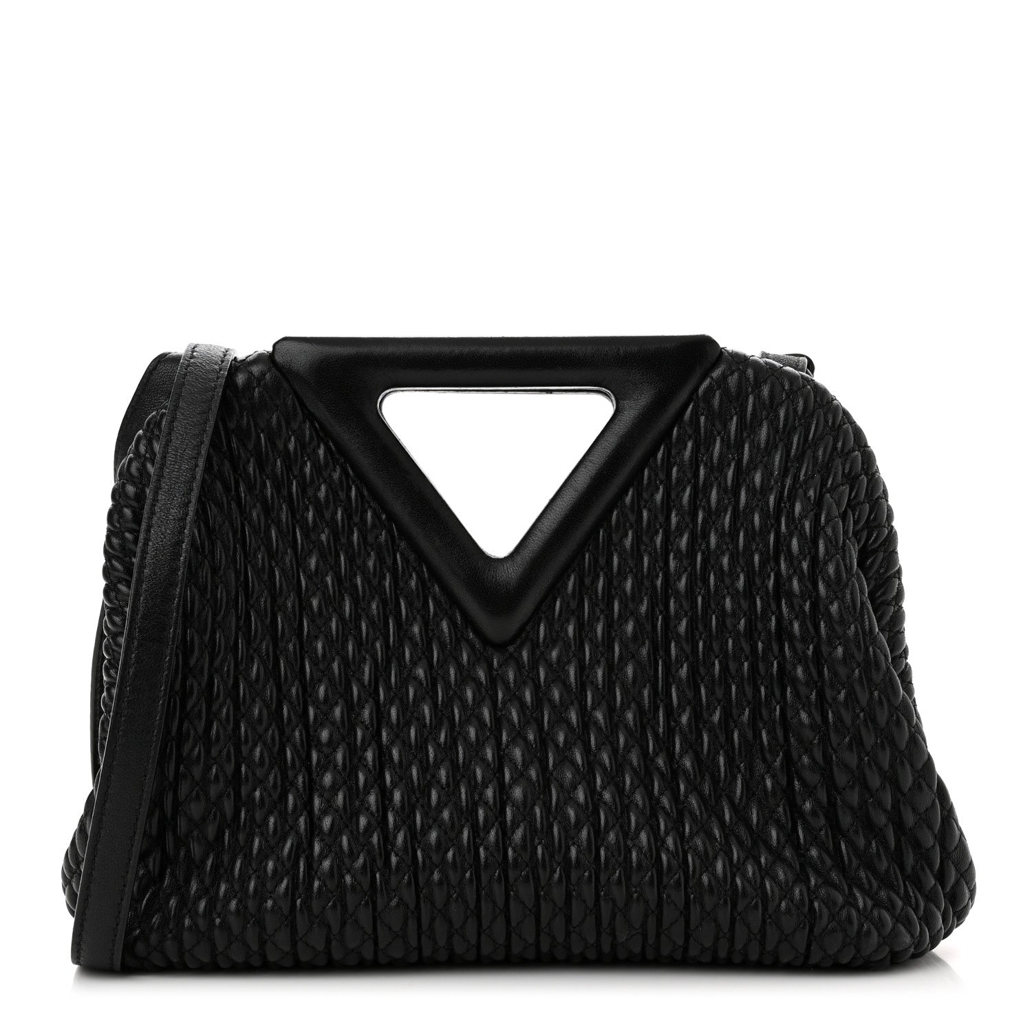 Bottega Veneta Lambskin Knit Small The Point Triangle Bag Black 1 of 11