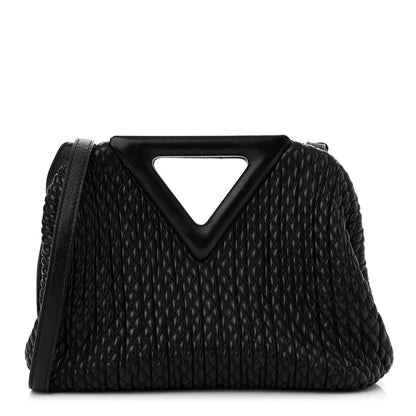 Bottega Veneta Lambskin Knit Small The Point Triangle Bag Black 1 of 11