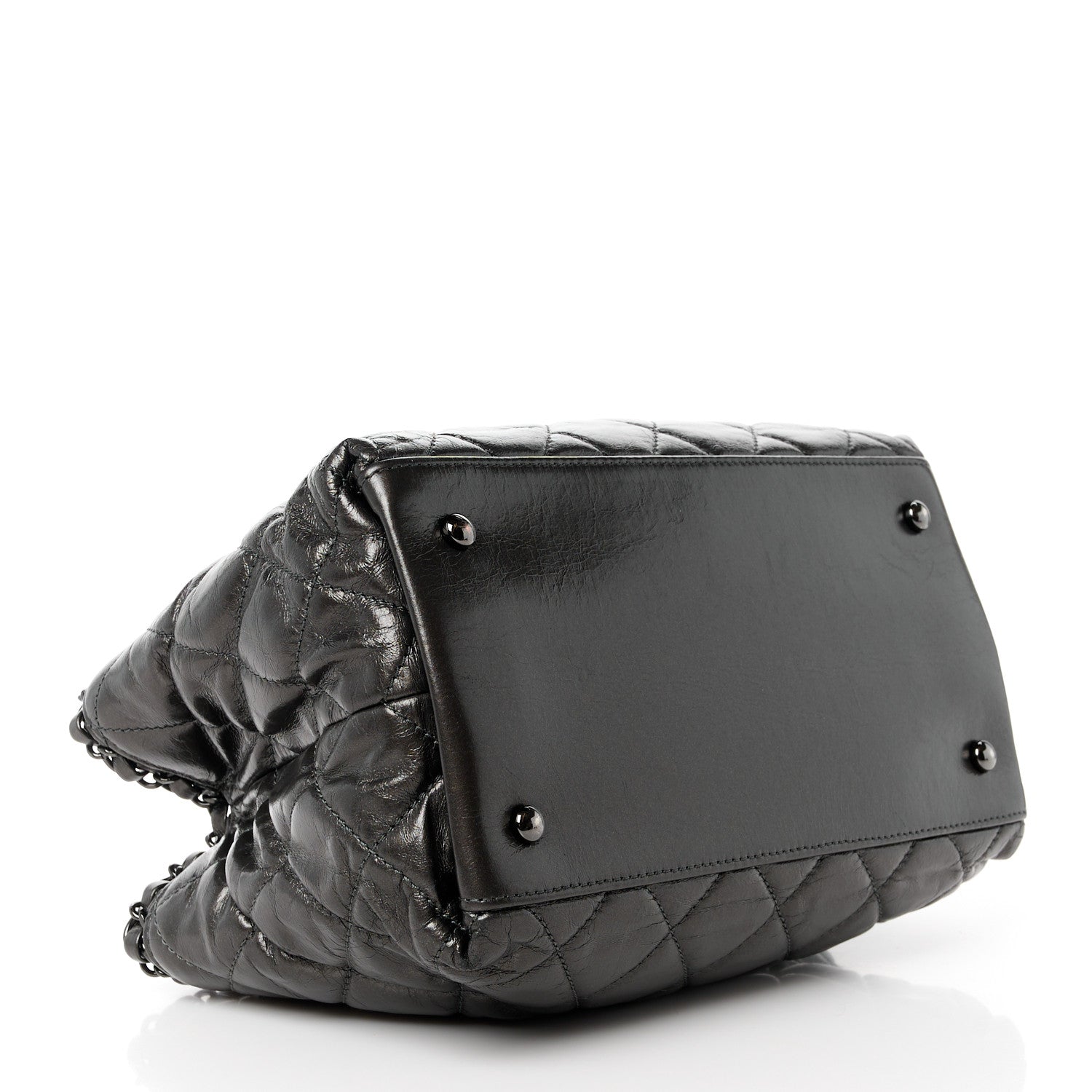 Chanel Metallic Aged Calfskin Quilted Small Chain Me Tote Silver 4 of 10