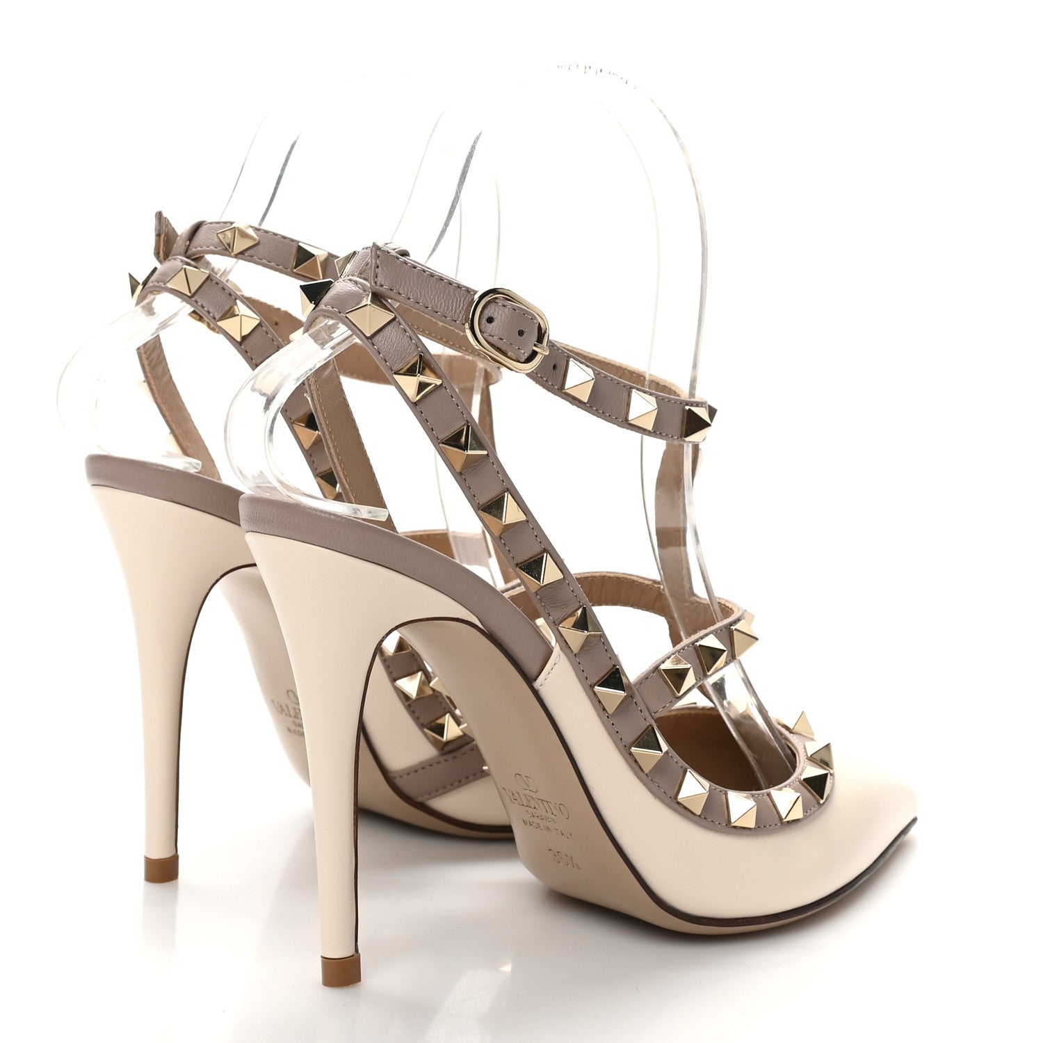Valentino Garavani Nappa Rockstud Ankle Strap 100mm Pumps 36.5 Light Ivory Poudre 5 of 8