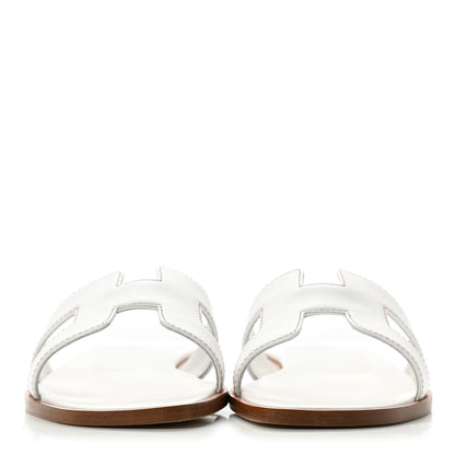 Hermes Box Calfskin Oran Sandals 35.5 White 2 of 10