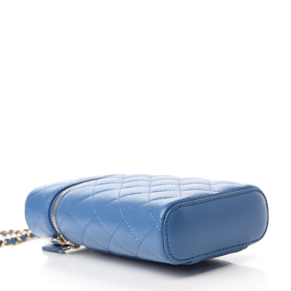 Chanel Caviar Quilted Phone Holder With Chain Blue 4 of 11