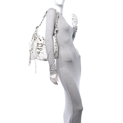 Balenciaga Extra Supple Calfskin Crocodile Embossed Large Le Cagole Shoulder Bag White 2 of 13
