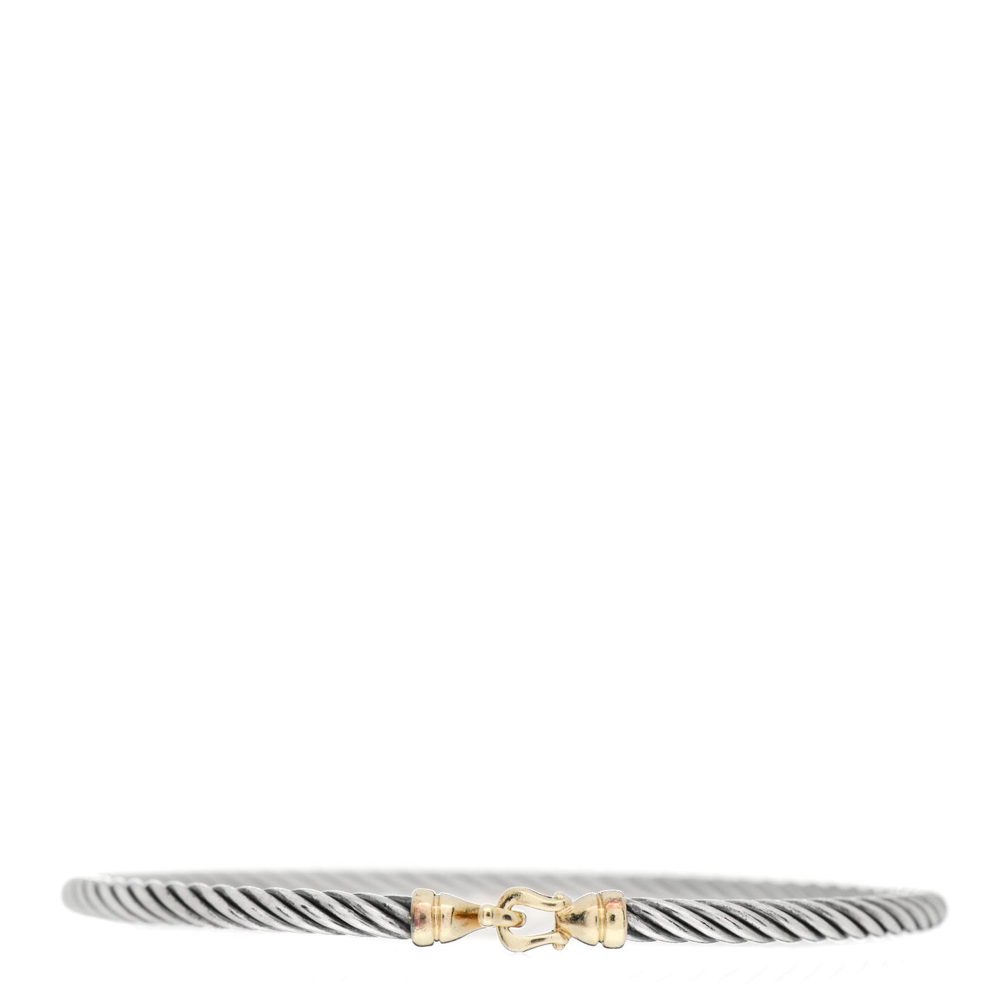Sterling Silver 18K Yellow Gold 3mm Cable Buckle Bracelet